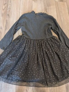 Gap Baby Gap Girls Gray w/Tulle & Stars Long Sleeve Dress - size 5T - Picture 1 of 5