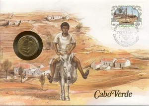 Superbe enveloppe CAP-VERT CABO VERDE pièce monnaie coin 1 $ 1980 NEUF NEW UNC - Bild 1 von 1