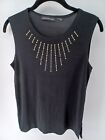Impressions Top Women's Small Black Sleeveless Beaded Stretch Round Neck.