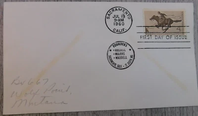 First Day Issue Pony Express Sacramento CA 1860 - 1960 VTG Stamp Envelope Cover - Image 1 of 4