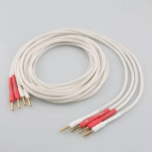 1Pair High End Pure Silver Soft HI-FI Speaker Cable with Pure Copper Banana Plug - Picture 1 of 6