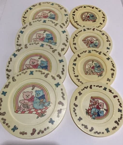 Chilton Toys Piatti Gioco Plastica Orsi Rosa Blu Vintage 4 Piatti Piccoli, 4 Grandi - Foto 1 di 6
