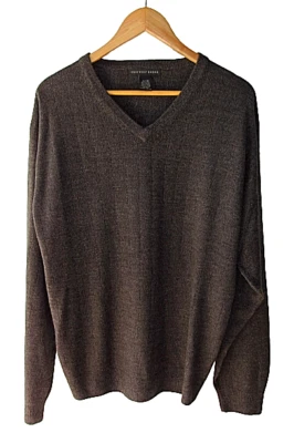 Suéter Pullover Geoffrey Beene Talla XL Ancho Acanalado Marrón Cuello en V Foto 1 de 4