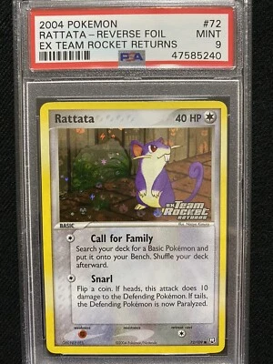 2004 Pokemon EX Team Rocket Returns Rattata Reverse Foil 72/109 PSA 9 Mint - Image 1 of 2