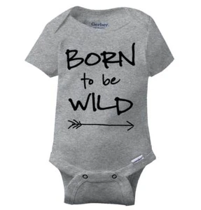 Born To Be Wild Funny Unisex Shower Gift Newborn Baby Boy Girl Infant Romper - Picture 1 of 12