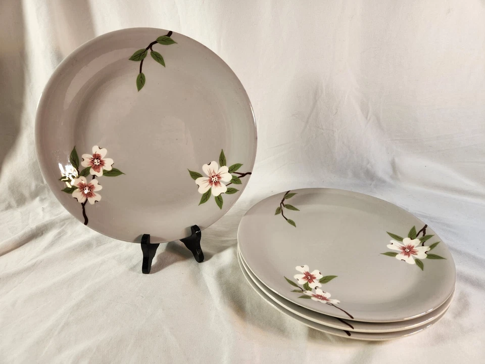 Juego de 4 platos de cena Weil Ware madera de abedul decorados a mano de 10 1/4"" Foto 1 de 4