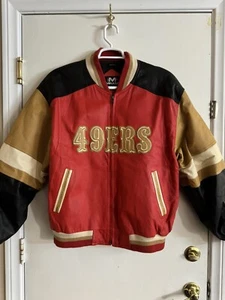 SELTENE Vintage 1995 San Francisco 49ers Mirage 100 % Lederjacke Größe Herren XL - Bild 1 von 17
