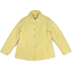 White Stag Quilted Puffer Jacket Womens 8/10 Snap Button Up LS Yellow Polyester - Picture 1 of 12