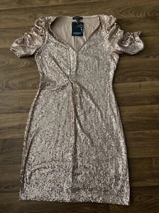 womens marina short sleeve sequins mini dress size 4 - Picture 1 of 4