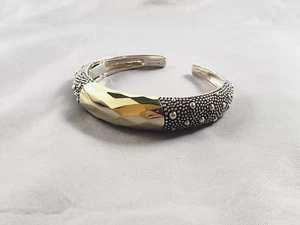 Michael Dawkins 925 Sterling Silver Gold Tone Starry Night Hinged Cuff Bracelet - Picture 1 of 7