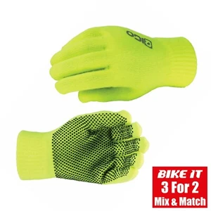 EIGO FLUORO HI-VIS GLOVES ROAD COMMUTER CYCLING RUNNING HIKING KNITTED GLOVES - Picture 1 of 11
