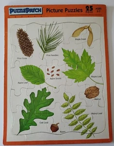 Vtg Lot of 3 Puzzle Patch Picture Puzzles ~ Leaves, Sports & easy spelling (D4) - Picture 1 of 7