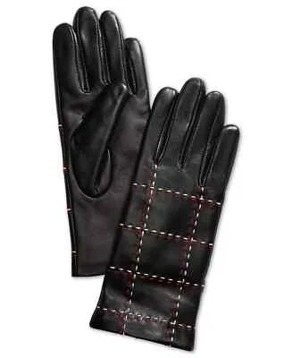 Guantes de cuero Charter Club a cuadros de punto superior para mujer S negros sin cordones Foto 1 de 4