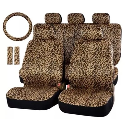 Juego completo de fundas de asiento de coche AUTOFAN Leopardo con volante animal leopardo Foto 1 de 4