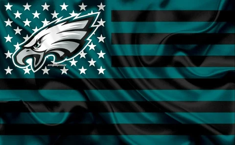 (2) Philadelphia Eagles Wavy Stars & Stripes Flag Vinyl Stickers 5x3.15 Decal Cover