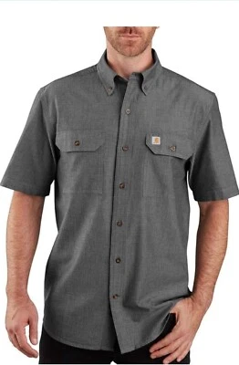 Size XL Carhartt Loose Fit Short Sleeve Shirt 104369 Regular Black Chambray NWT - Image 1 of 4