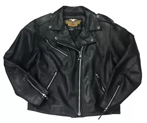 Harley Davidson Lederjacke Damen groß schwarz hergestellt in den USA doppelte Reißverschlusstaschen " - Bild 1 von 10