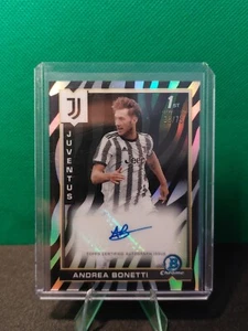 Andrea Bonetti 1st Bowman Zebra Auto /75 Topps Juventus Chrome 2022 2023 Rookie - Foto 1 di 2