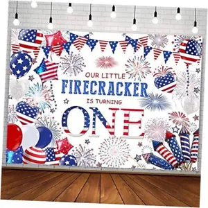 7x5ft 4th of July 1st Birthday Backdrop Independence Day Birthday Party White - Picture 1 of 8