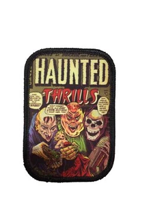 Haunted Thrills Comic Book Patch Horror Iron On Applique Sublimation New 1 - Picture 1 of 1