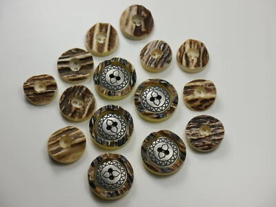 15 Stück Horn Trachtenknöpfe 5 d=23 mm 6 d=20 mm 4 d=18 mm Zierknöpfe TK-III-103 - Bild 1 von 3