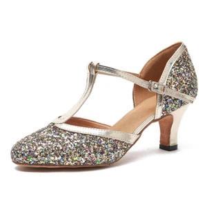 Zapatos de baile latino para mujeres damas salón de baile salsa tango zapatos punta cerrada tacones 5/6 cm - Imagen 1 de 15