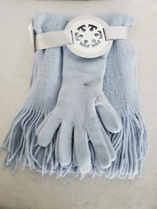 New York & Co Light Blue Rhinestone Embellished Lightweight Scarf And Gloves  - Picture 1 of 8