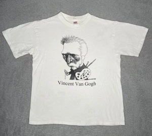 RARE Vintage 90s Vincent Van Gogh Portrait T-shirt Adult Large Single Stitch USA - Picture 1 of 19