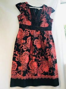 monsoon shift dress 14, pure cotton, fully lined, lace, cap sleeves vgc - Picture 1 of 17