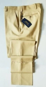 $295 POLO RALPH LAUREN GABARDINE FLAT FRONT BEIGE WOOL MENS DRESS PANT ITALY NWT - Picture 1 of 12