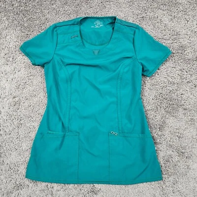 Cherokee Infinity Scrub Top Womens XS Green Stretch Performance Nurse 2624A - Image 1 of 4
