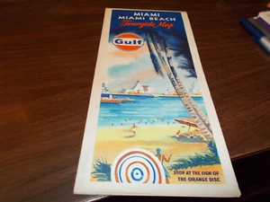 1966 Gulf Miami / Miami Beach Vintage Road Map / Nice Cover Art - Bild 1 von 1