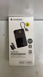 GOODMANS 10,000 MAH POWER BANK BUILT IN APPLE & TYPE C CABLES - Picture 1 of 6