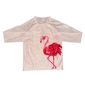 Gymboree Rash Guard Swim Shirt Flamingo Pink Stripe Long Sleeve L (10-12) - Picture 1 of 3