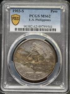 1903 S Philippines US Sovereignty One Peso PCGS MS-62 - Picture 1 of 3