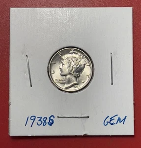 1938 S Mercury Silver Dime, Gem Uncirculated. - Picture 1 of 2