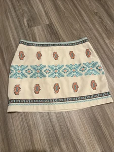 Altr’d State Altrd Boho Western Taupe Mini Skirt Size XL Nude Beige Turquoise - Picture 1 of 4
