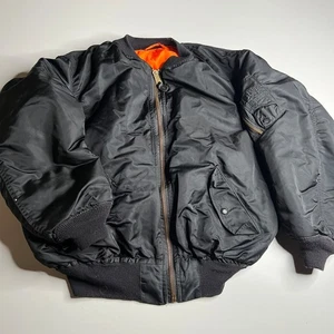 Vintage USAF MA-1 Flight Jacket Golden MFG Reversible Black Orange XXXL - Bild 1 von 6