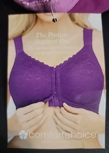 Comfort Choice Posture Support Bra Fuschia Pink Front Hook 54B New - Picture 1 of 4