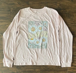 SO Girls Peace Flower Butterfly Graphic Long Sleeve Pink Shirt - Large 10/12 - Picture 1 of 4