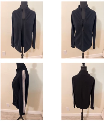 NEIMAN MARCUS Black 100% The Cashmere Collection Knit Tank Track Jacket Set M - Image 1 of 4