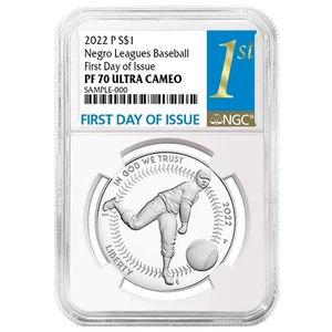 2022-P Proof 1 $ Negro Leagues Baseball Silver Dollar NGC PF70UC FDI First Label - Bild 1 von 3