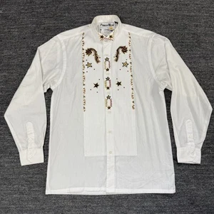 Pioneer Wear Shirt Men Small Embroidered Pintuck Western Cowboy Prairie Star - Picture 1 of 16