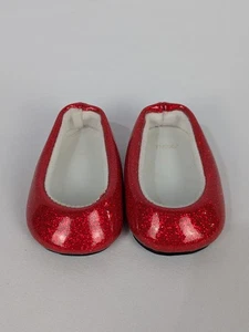 American Girl Doll Sparkly Red Shoes Holiday Party Flats Dorothy Slippers  - Picture 1 of 7