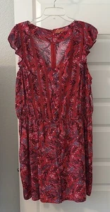 Modcloth Red floral romper jumpsuit Sleeveless V-neck SZ 1X plus size NWOT boho - Picture 1 of 14