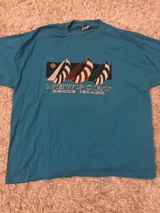 Vintage 90s Newport Rhode Island Sailboat Graphic T-Shirt Size XXL Teal 1996 - Bild 1 von 5