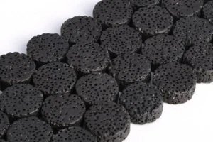 Cuentas sueltas de piedras preciosas naturales planas redondas planas de lava volcánica negra de 15x6 mm grado AAA - Imagen 1 de 4