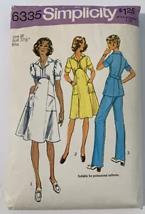 Simplicity 6335 Uniform Healthcare Nurse Vintage 1970s Sewing Pattern 10 Cut - Picture 1 of 3