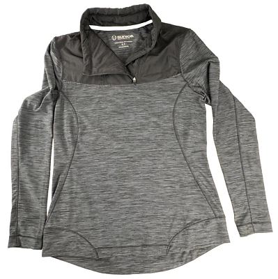 Pullover de golf Sunice para mujer PEQUEÑO gris 1/4 cremallera asimétrica manga larga elástico Foto 1 de 4