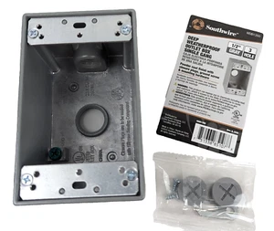 Southwire WDB1350 1-Gang Deep Weatherproof Outlet Box Gray 3 1/2" Outlets NEW - Picture 1 of 4